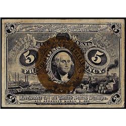 March 3, 1863 Five Cents Second Issue Fractional Currency Note