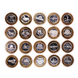 Mixed Lot of (20) .999 Silver Casino $10 Limited Edition Gaming Tokens