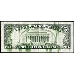 1985 $5 Federal Reserve Note Ink Smear ERROR