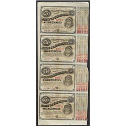 Uncut Sheet of (4) State of Louisiana Baby Bond Obsolete Notes