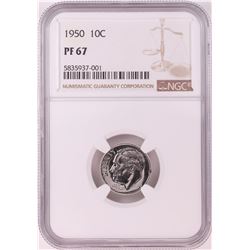 1950 Proof Roosevelt Dime Coin NGC PF67