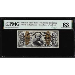 1863 50 Cents Third Issue Fractional Currency Note Fr.1342 PMG Choice Uncirculated 63