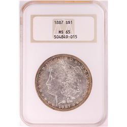 1887 $1 Morgan Silver Dollar Coin NGC MS65