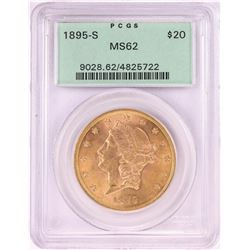 1895-S $20 Liberty Head Double Eagle Gold Coin PCGS MS62 Old Green Holder