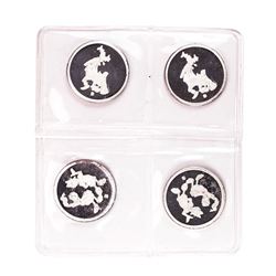 Lot of (4) Rarities Mint Assorted Disney 1/8 oz .999 Fine Silver Rounds