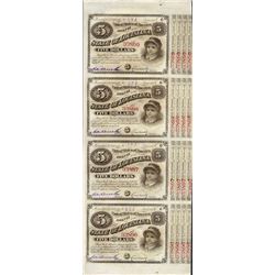 Uncut Sheet of (4) State of Louisiana Baby Bond Obsolete Notes