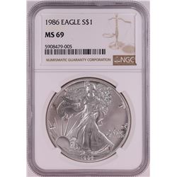 1986 $1 American Silver Eagle Coin NGC MS69