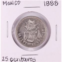 1888 Mexico 25 Centavos Silver Coin