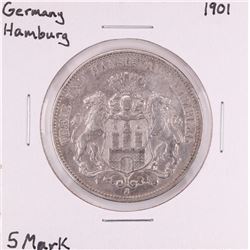 1901 Germany Hamburg 5 Mark Silver Coin