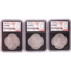 Lot of 1882, 1883, & 1884-O $1 Morgan Silver Dollar Coins NGC Genuine