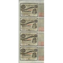 Uncut Sheet of (4) State of Louisiana Baby Bond Obsolete Notes