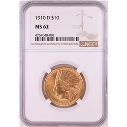 1910-D $10 Indian Head Half Eagle Gold Coin NGC MS62