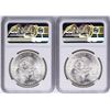 Image 2 : Lot of (2) 1953Mo Mexico Hidalgo Bicentennial 5 Pesos Silver Coins NGC MS64