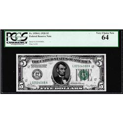 1928 $5 Federal Reserve Note San Francisco Fr.1950-L PCGS Very Choice New 64