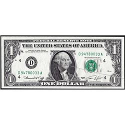 1974 $1 Federal Reserve Gutter Fold ERROR Note
