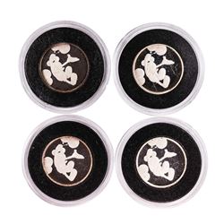 Lot of (4) Disney Mickey "Happy Birthday" 1/10 oz. .999 Fine Silver Rounds