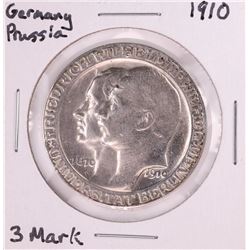 1910 Germany Prussia 3 Mark Silver Coin