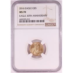 2016 $5 American Gold Eagle Coin NGC MS70