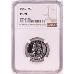 1955 Proof Washington Quarter Coin NGC PF69