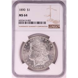 1890 $1 Morgan Silver Dollar Coin NGC MS64