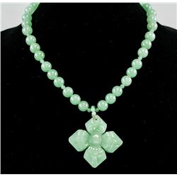Chinese Green Hardstone Carved Necklace