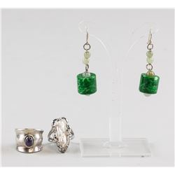 Three Assorted Rings and Earrings