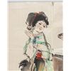 Image 3 : Chinese Watercolor on Paper Beauty with Deer
