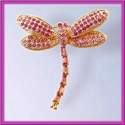 DRAGONFLY PIN BROOCH 24K GOLD SWAROVSKI CRYSTALS