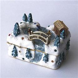 CHRISTMAS SCENE BOX 24K GOLD & SWAROVSKI CRYSTALS