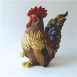 24K GOLD & SWAROVSKI CRYSTALS ROOSTER JEWELRY BOX