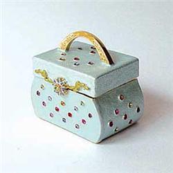 BLUE 24K GOLD SWAROVSKI CRYSTAL JEWELRY BOX PURSE