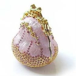 ANTIQUE PINK PURSE 24K GOLD SWAROVSKI CRYSTAL BOX