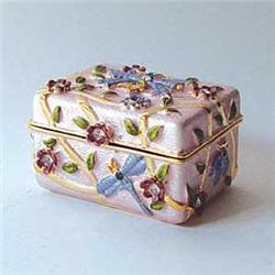 DRAGONFLY 24K GOLD & REAL CRYSTALS  BOX TRINKET