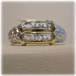 2 TONE SOLID 14K GOLD GENUINE DIAMOND RING SIZE 6.5 