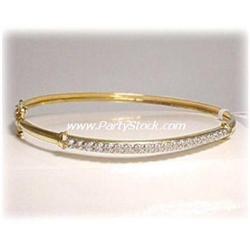 GENUINE DIAMOND BANGLE BRACELET SOLID GOLD HOOP