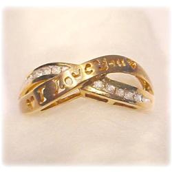 NEW 10K ROSE GOLD DIAMOND RING W/ I LOVE YOU CUT