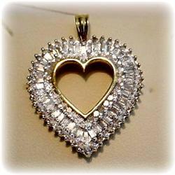 2 CTW GENUINE DIAMOND HEART PENDANT! 10K SOLD GOLD!