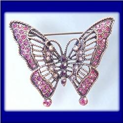 24K GOLD SWAROVSKI CRYSTAL BUTTERFLY  PIN BROOCH