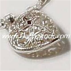 Lot of 3 SILVER HEART FLORAL FILIGREE CHARM 