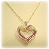 Image 2 : 14K GOLD RUBY & DIAMOND HEART PENDANT NECKLACE