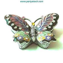 RAINBOW BUTTERFLY 24K GOLD CRYSTAL  TRINKET BOX
