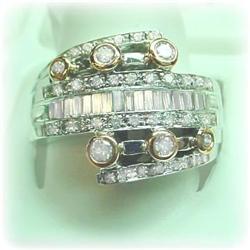 14K GOLD GENUINE PAVE SET DIAMONDS MULTI BAND RING