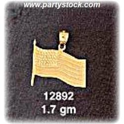 Solid 14K Gold Waving USA Flag Charm Pendant 