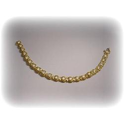 14K GOLD HORSEBIT LUCKY HORSESHOE CZ BRACELET 7 “