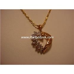 14K YELLOW GOLD DIAMOND HEART PENDANT NECKLACE 