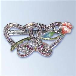 24K GOLD TWO HEARTS SWAROVSKI CRYSTAL JEWELRY BOX   D-1425