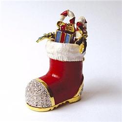 CHRISTMAS STOCKING 24K GOLD CRYSTALS JEWELRY BOX