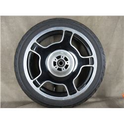 130/70B18 M/C 63H Dunlop D408F H-D Front Tire on H-D Wheel