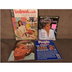 3 Magazines on Princess Diana & Needlework Magazine