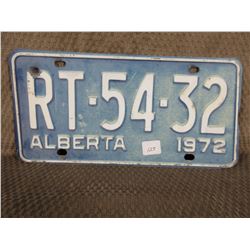 Single Alberta 1972 License Plate
